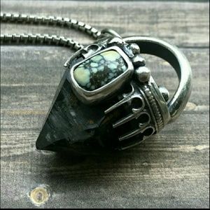 Phantom quartz and turquoise pendant